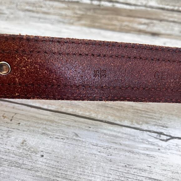 Fossil Western Leather Belt Sz 38 Brown Metal Woven Concho Silver Tone Cowgirl - Picture 10 of 14